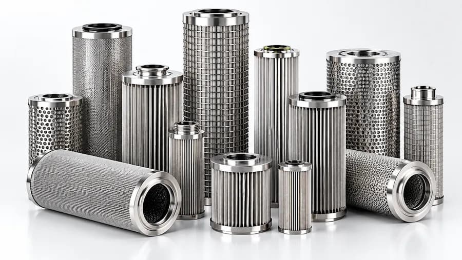Stainless steel filter elements and cartridges