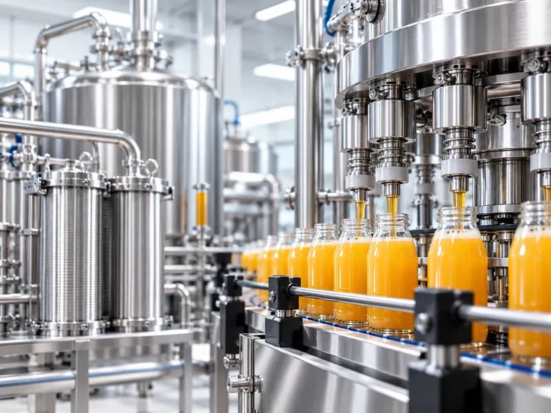 Stainless steel filling line in a beverage plant