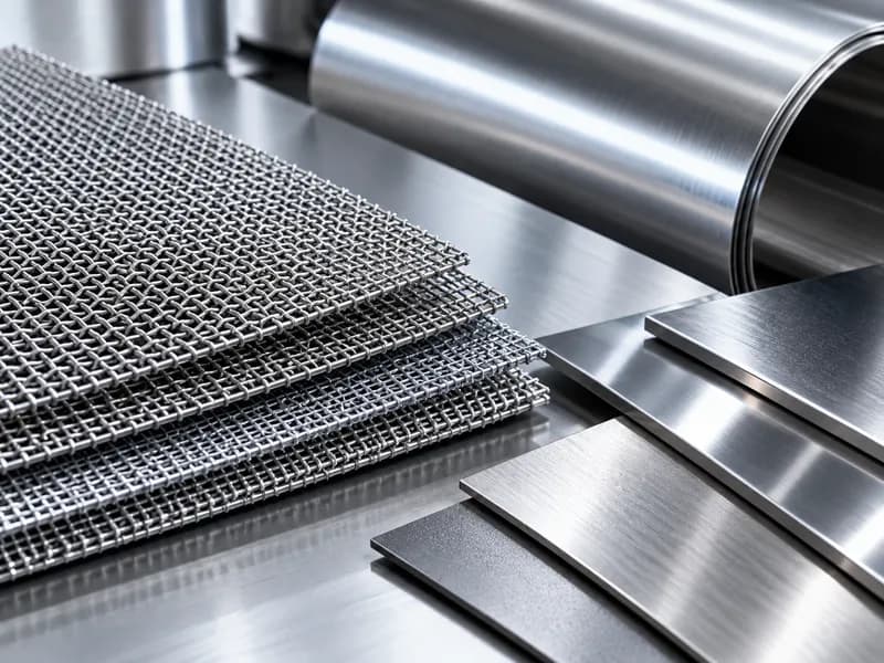Woven mesh sheets and metal strips for material selection