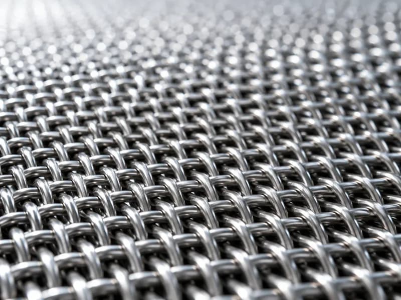 Close-up of woven stainless steel mesh