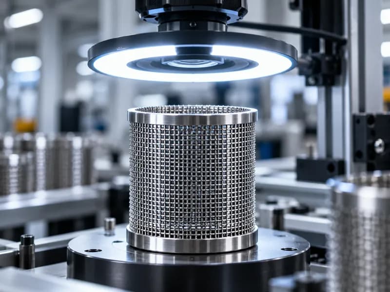 Vision inspection of a mesh filter element under a ring light
