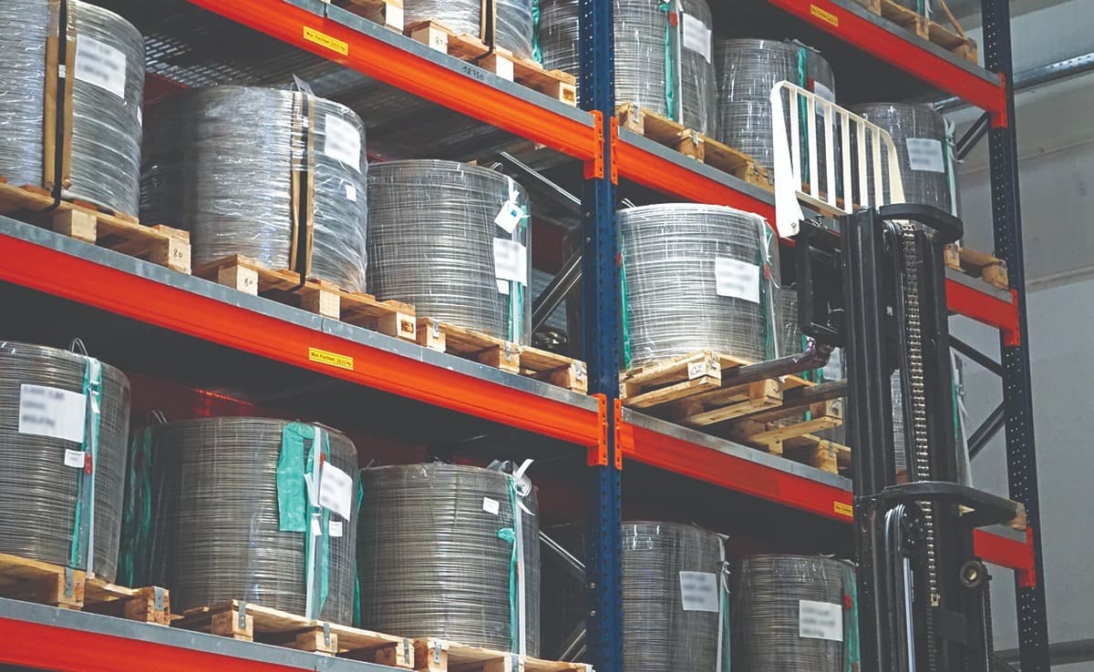Stainless steel material storage at the BVK plant