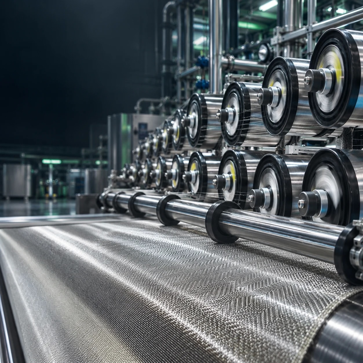 Illustration: Precision mesh weaving machine in operation